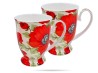 Kubki w sercu kwiaty maki 300 ml 2 szt porcelana na prezent CARMANI