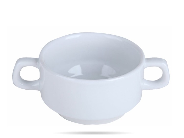 Bulionówka z uszami 320 ml biała porcelana Kaszub Hel LUBIANA