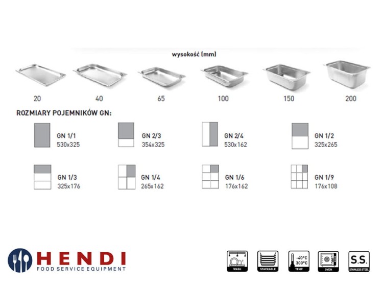 Pojemnik GN 1/6 65 mm stal Budget Line HENDI