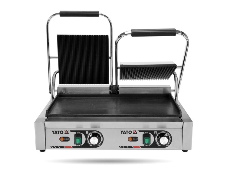 Podwójny grill gastro 1/2 PŁASKI 58CM 3,6KW YATO