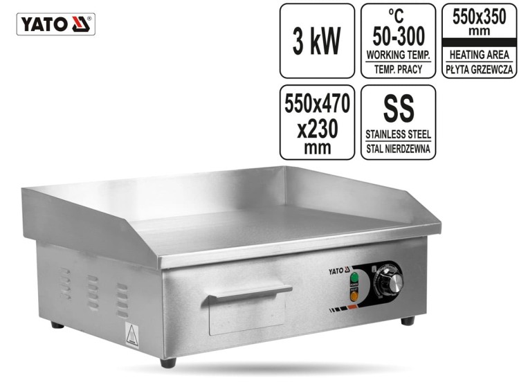 Płyta grillowa płaska 3,0 kW YATO