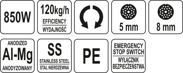 Maszynka do mielenia mięsa 850W 120kg/h YATO