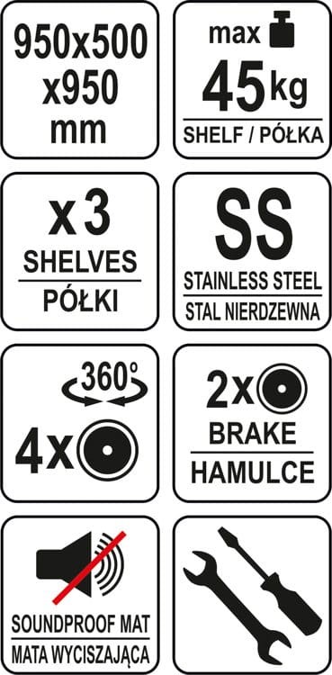 Wózek kelnerski 3-półkowy YG-09096 YATO