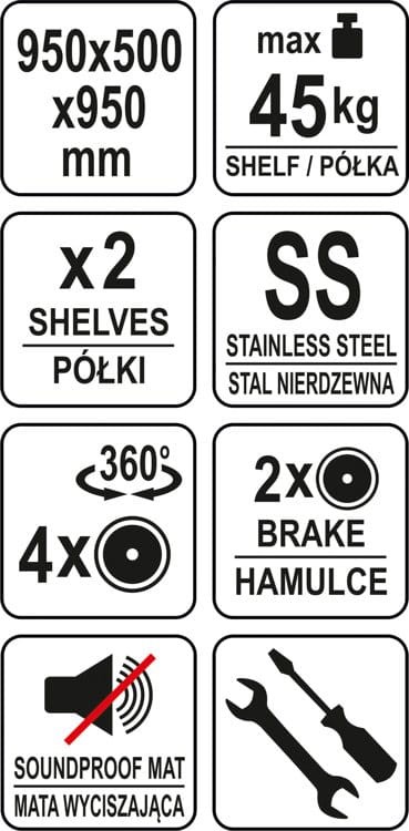 Wózek kelnerski 2-półkowy YG-09095 YATO