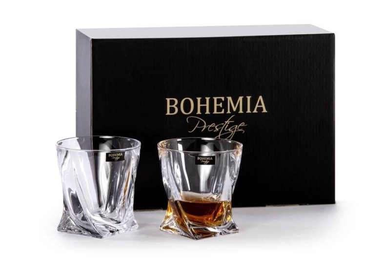 6 x Szklanka do whisky Quadro 340 ml szkło kryształowe prezent BOHEMIA