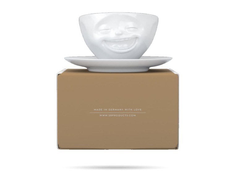 Uśmiechnięta filiżanka ze spodkiem LAUGHING prezent Tassen 58PRODUCTS