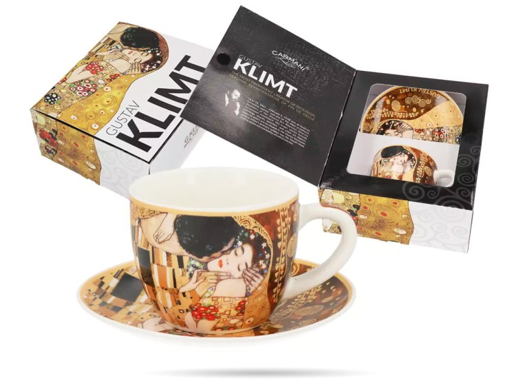Filiżanka ze spodkiem Klimt Pocałunek 80 ml espresso CARMANI