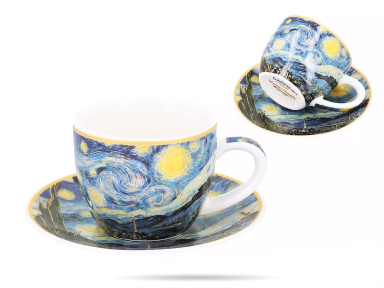 Filiżanka ze spodkiem Van Gogh Gwiaździsta noc espresso 80 ml CARMANI