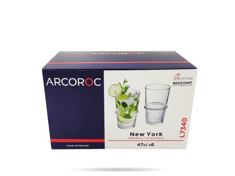 Zestaw 6 wysokich szklanek 470 ml New York ARCOROC
