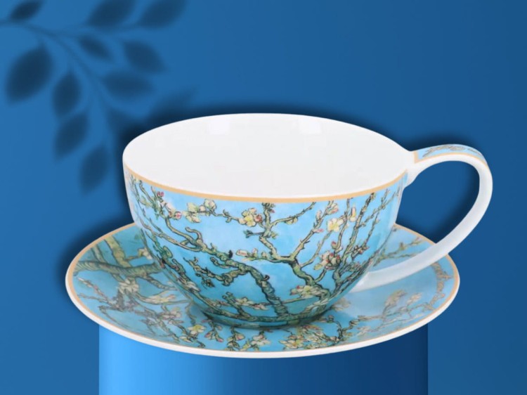 Filiżanka ze spodkiem 360 ml Van Gogh Migdał porcelana CARMANI