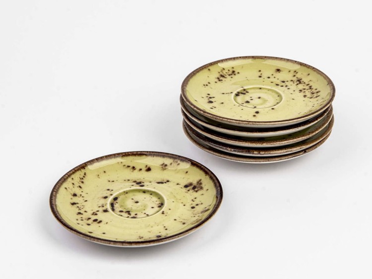 Spodek do filiżanki Olive 14 cm zielony Earth Colours porcelana FINE DINE