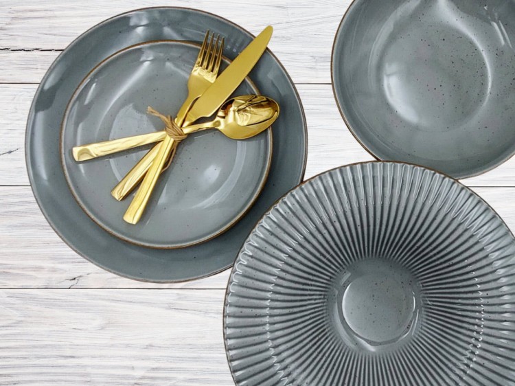 Talerz do pasty 30 cm szary DAISY LUBIANA