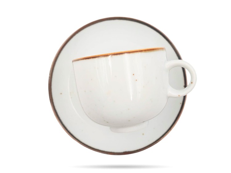 Filiżanka ze spodkiem 250 ml Rustic Biała ALUMINA PORCELANA BOGUCICE