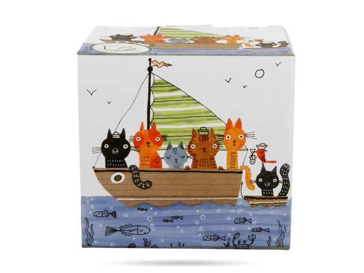 Kubek baryłka z zaparzaczem Koci świat Marynarze 430 ml porcelana DUO