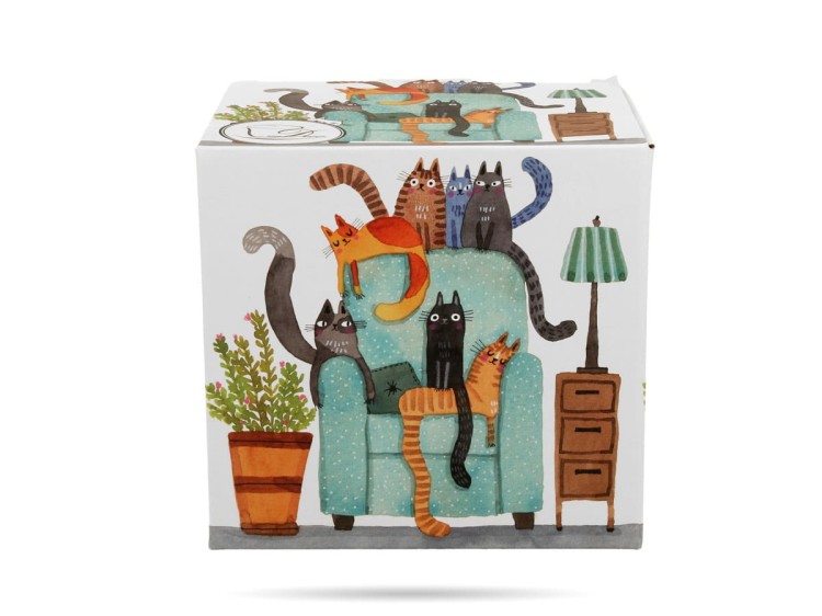 Kubek baryłka z zaparzaczem Koci świat koty w fotelu 430 ml DUO