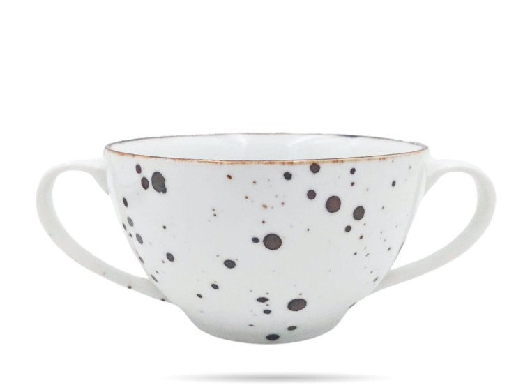 Bulionówka ze spodkiem 450 ml biała Cottage White PORCELANA BOGUCICE