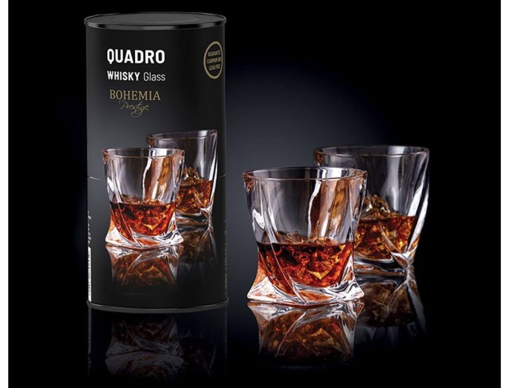 2 x Szklanka do whisky Prestige Quadro Tuba 340 ml kryształ BOHEMIA