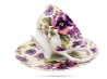 Filiżanka ze spodkiem kwiaty bratki 250 ml porcelana na prezent CARMANI