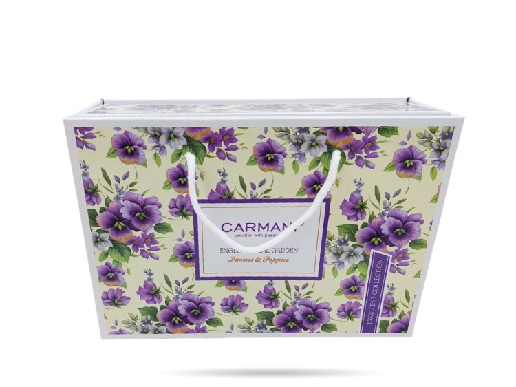 Filiżanki ze spodkami 320 ml 2 szt bratki porcelana na prezent CARMANI
