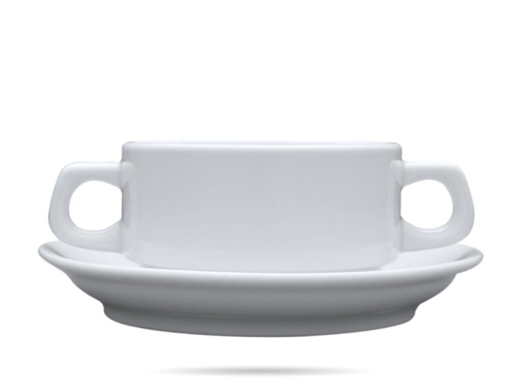 Bulionówka z uszami 320 ml biała porcelana Kaszub Hel LUBIANA