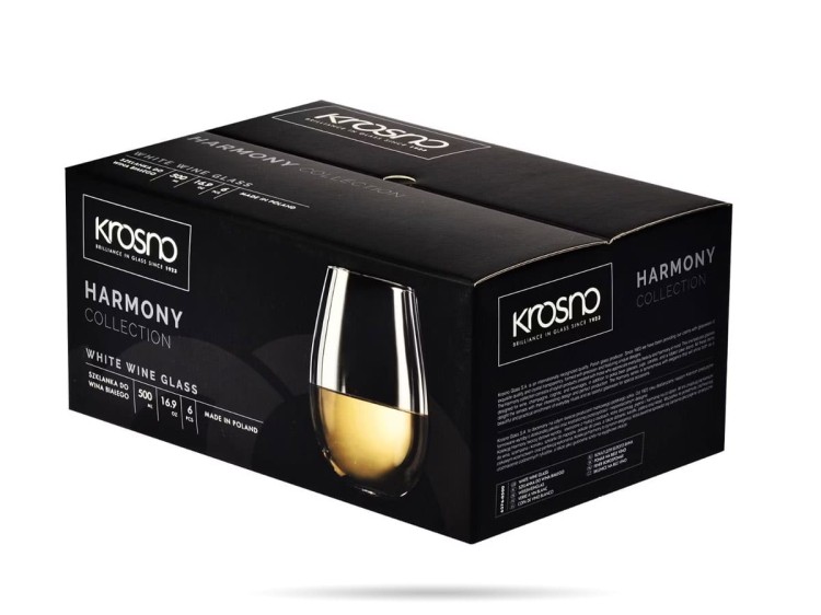 Szklanki do wina białego 500 ml zestaw 6 szt Harmony KROSNO