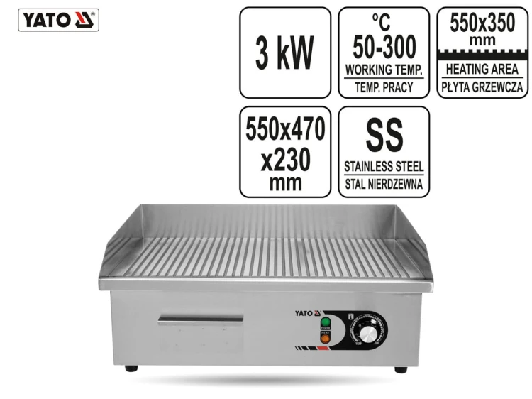 Płyta grillowa ryflowana 55 cm 3 kW YATO
