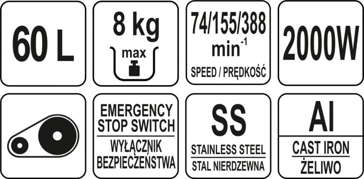 Mikser planetarny 60 litrów 2kW YATO