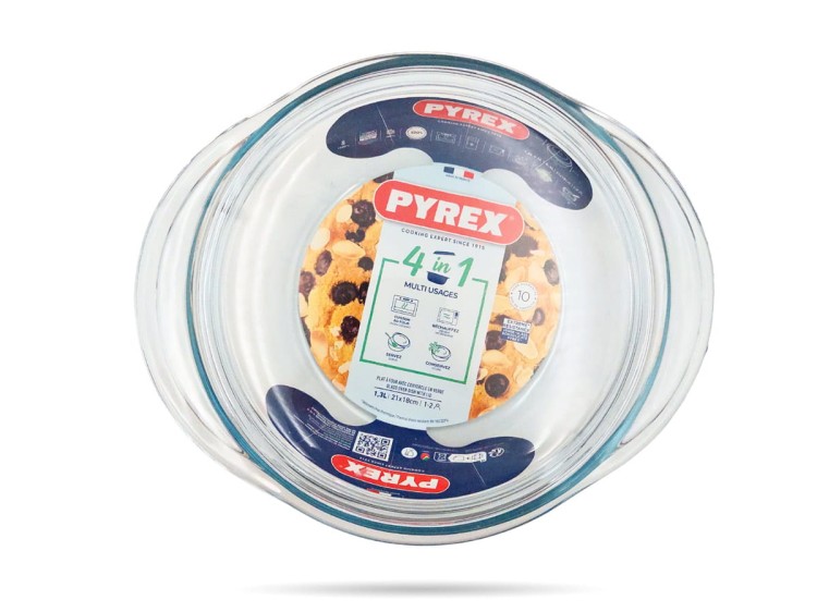 Szklane naczynie żaroodporne z pokrywą średnica 18 cm 1,3 L PYREX