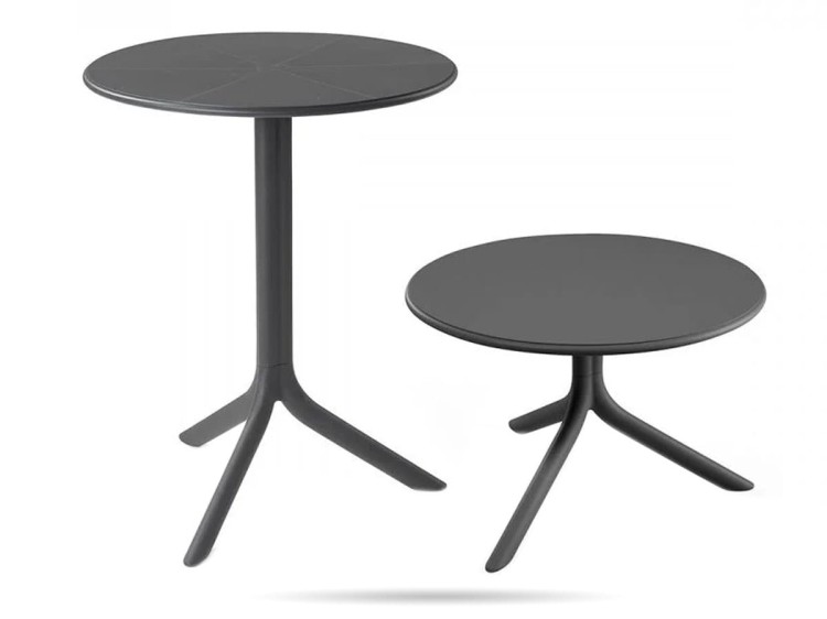 Stolik ogrodowy Spritz czarny antracyt ∅ 60,5 cm, wys. 76,5 i 40 cm NARDI