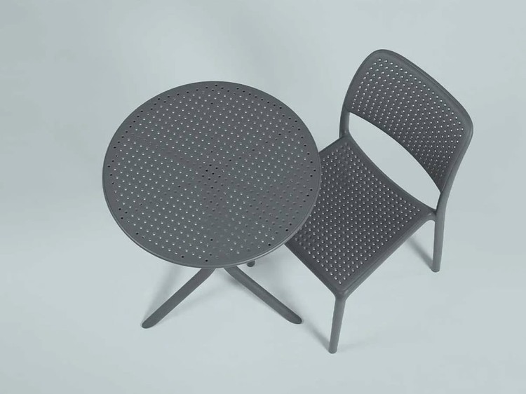 Stolik ogrodowy Step ażur czarny antracyt ∅ 60,5 cm, wys. 76,5 i 40 cm NARDI