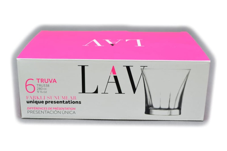 6 szklanek niskich whisky 280 ml TRUVA LAV