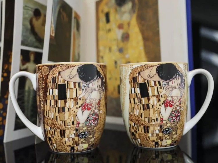 Kubki Klimt Pocałunek 450 ml 2 szt porcelana na prezent CARMANI