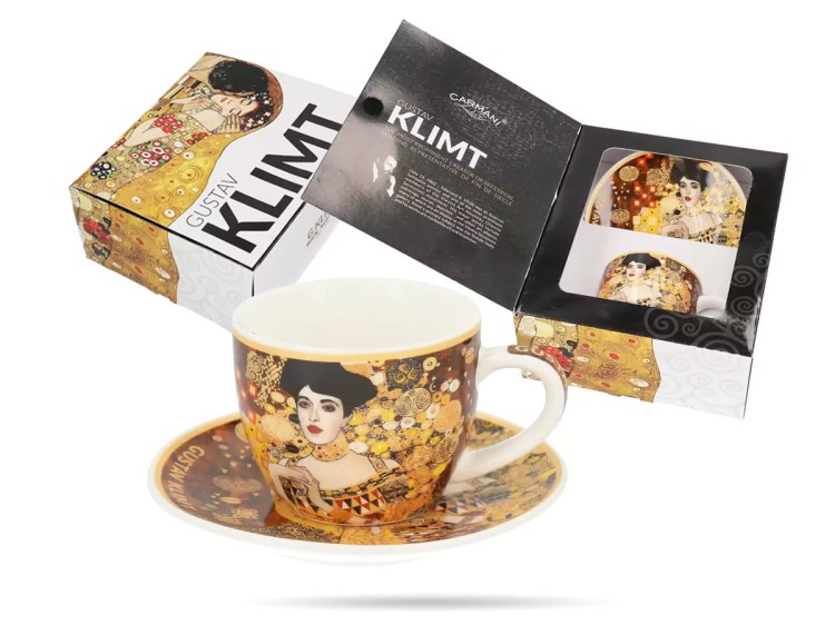 Filiżanka ze spodkiem Klimt Adele espresso 80 ml porcelana prezent CARMANI