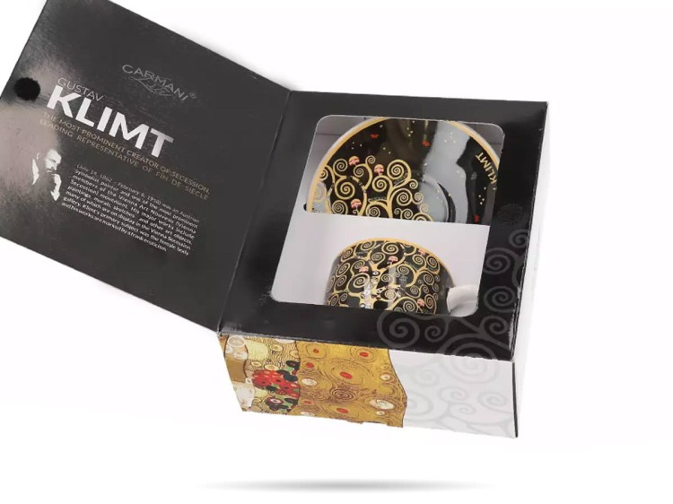 Filiżanka ze spodkiem Klimt Drzewo życia espresso 80 ml prezent CARMANI
