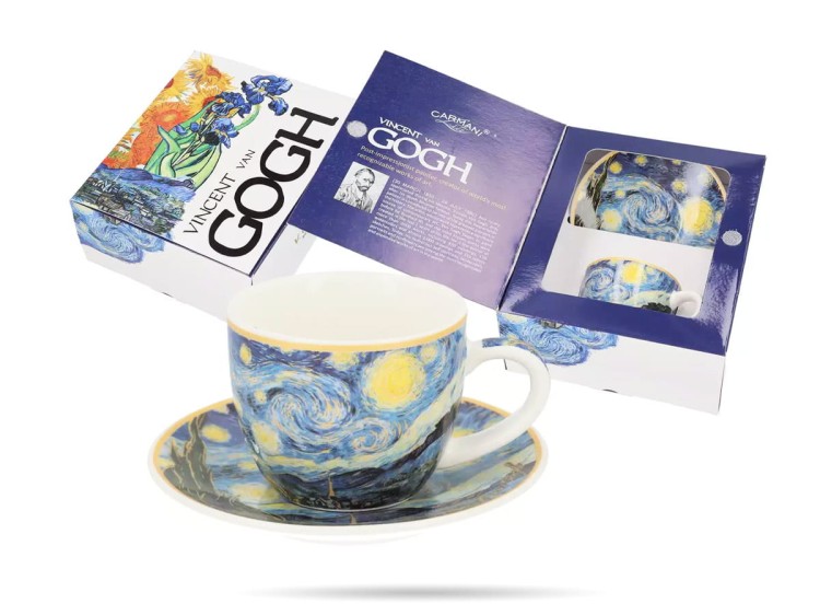 Filiżanka ze spodkiem Van Gogh Gwiaździsta noc espresso 80 ml CARMANI