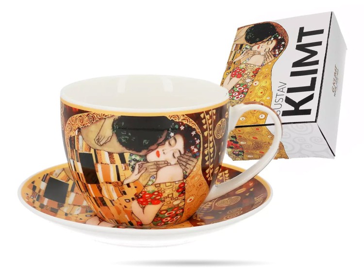 Filiżanka ze spodkiem Klimt Pocałunek 250 ml porcelana CARMANI