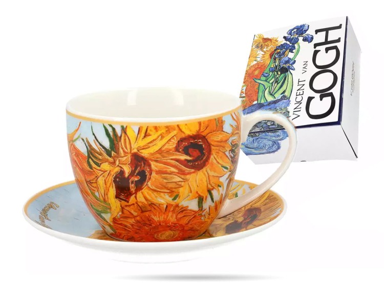 Filiżanka ze spodkiem Van Gogh Słoneczniki 250 ml porcelana prezent CARMANI
