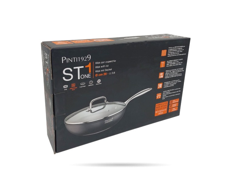 Wok Patelnia z pokrywą indukcja 28 cm PINTI1929