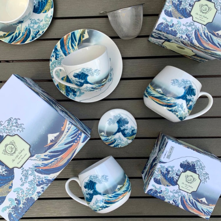 Kubki na prezent Hokusai Wielka Fala 380 ml 2 szt porcelana DUO