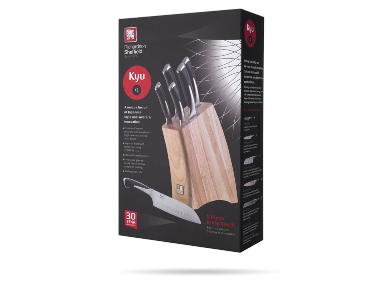 Zestaw noży kuchennych w bloku 5 noży Kyu RICHARDSON SHEFFIELD