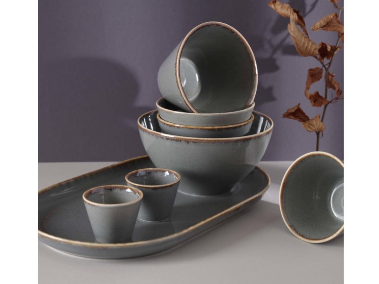 Naczynie do przystawek Stone Seasons 16 x 10 cm szare porcelana PORLAND