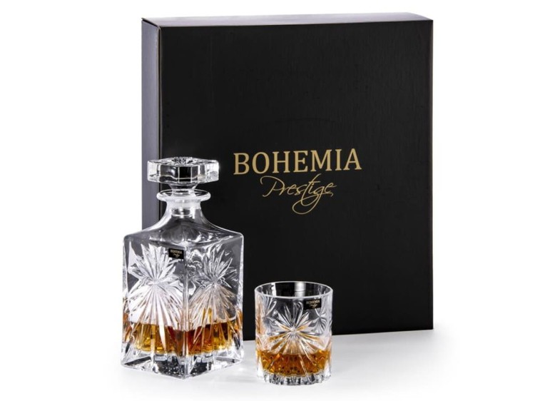 Zestaw do whisky Prestige Fiore karafka + 6 szklanek kryształ BOHEMIA