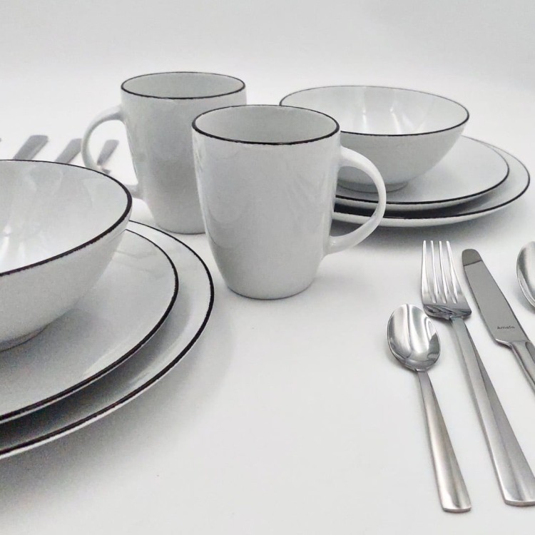 Komplet naczyń ze sztućcami dla 2 os 16 el Duet prezent porcelana LUBIANA