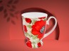Kubki w sercu kwiaty maki 300 ml 2 szt porcelana na prezent CARMANI