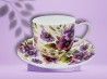 Filiżanki ze spodkami 320 ml 2 szt bratki porcelana na prezent CARMANI