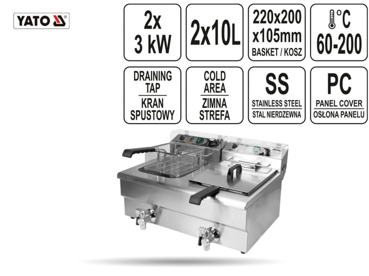 Frytownica 2-komorowa 2 x10 L 3kW YATO
