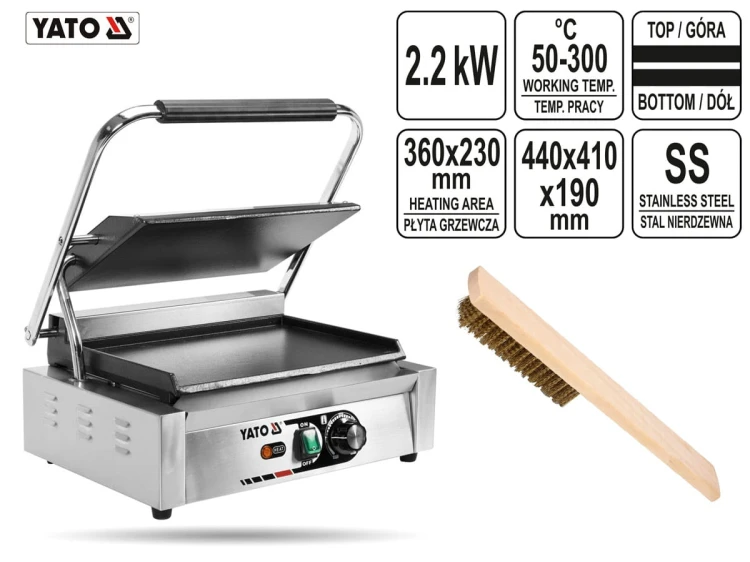 Grill kontaktowy Panini o mocy 2,2kW 44 cm YATO
