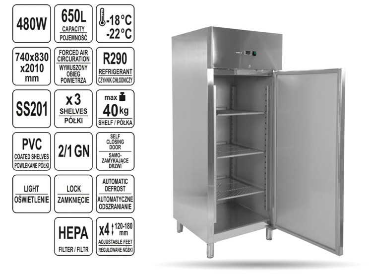 Szafa mroźnicza 1-drzwiowa 650L YATO