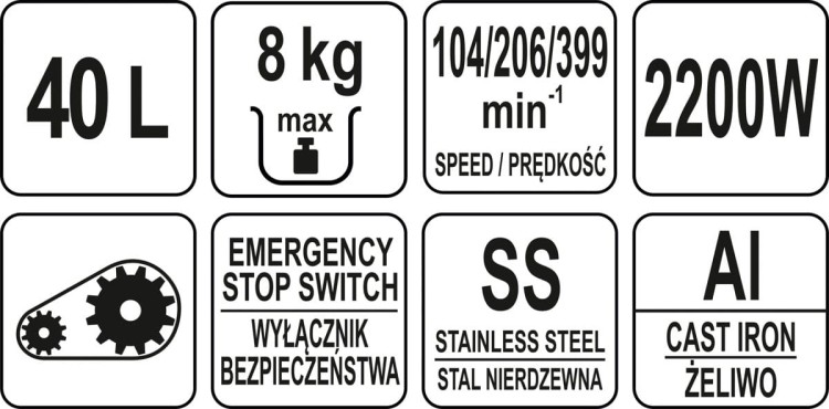 Mikser planetarny 40 litrów 2,2kW YATO