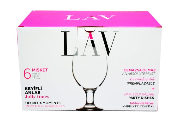 6 kieliszków do piwa 400 ml MISKET LAV